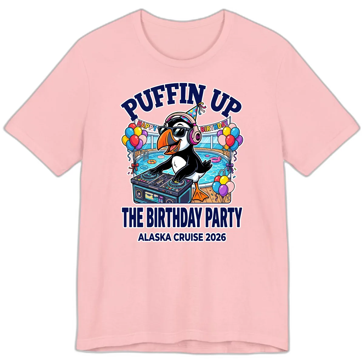 Puffin Up The Birthday Party Alaska Cruise Premium T-Shirt in Pink