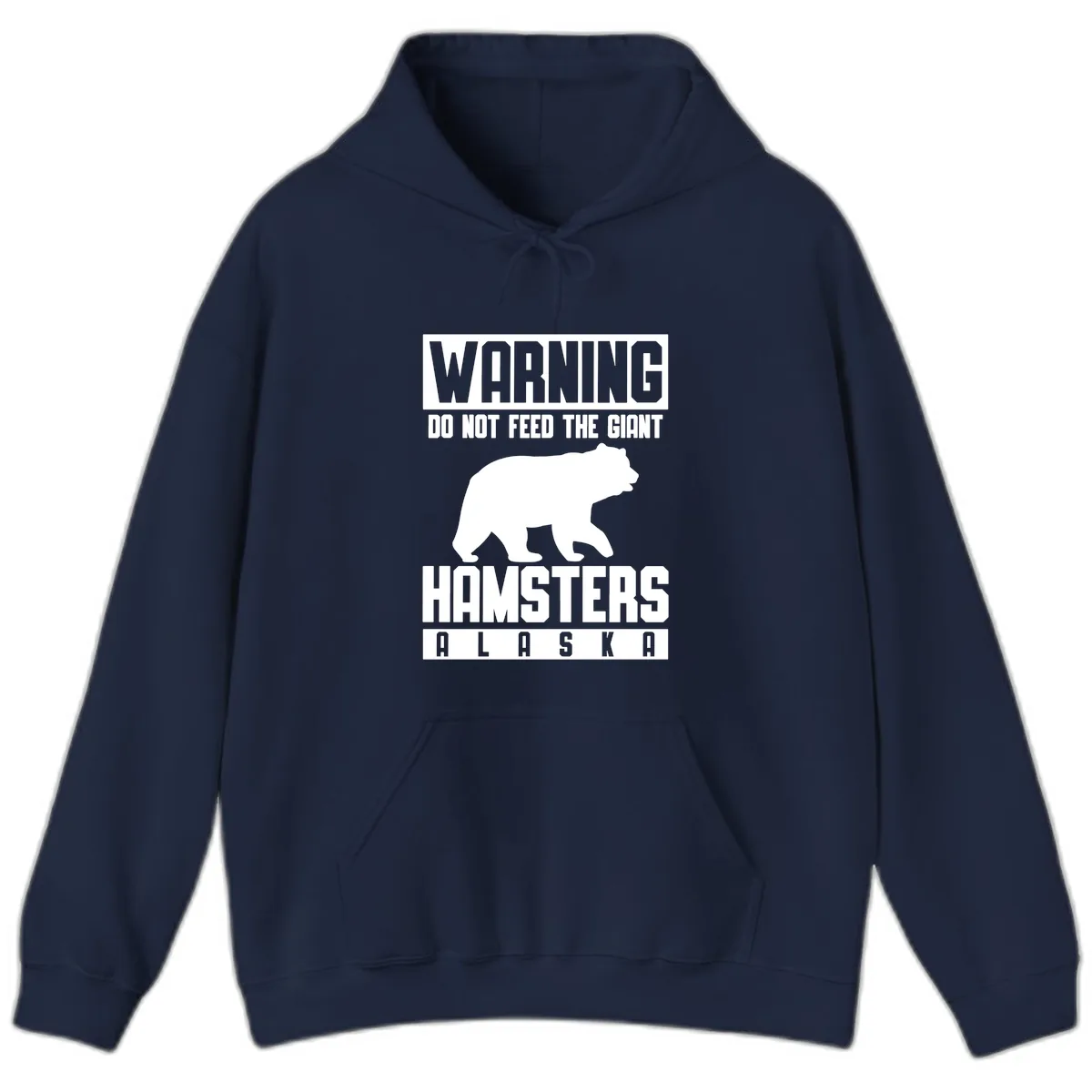 Do Not Feed The Giant Hamsters Alaska Hoodie in Navy