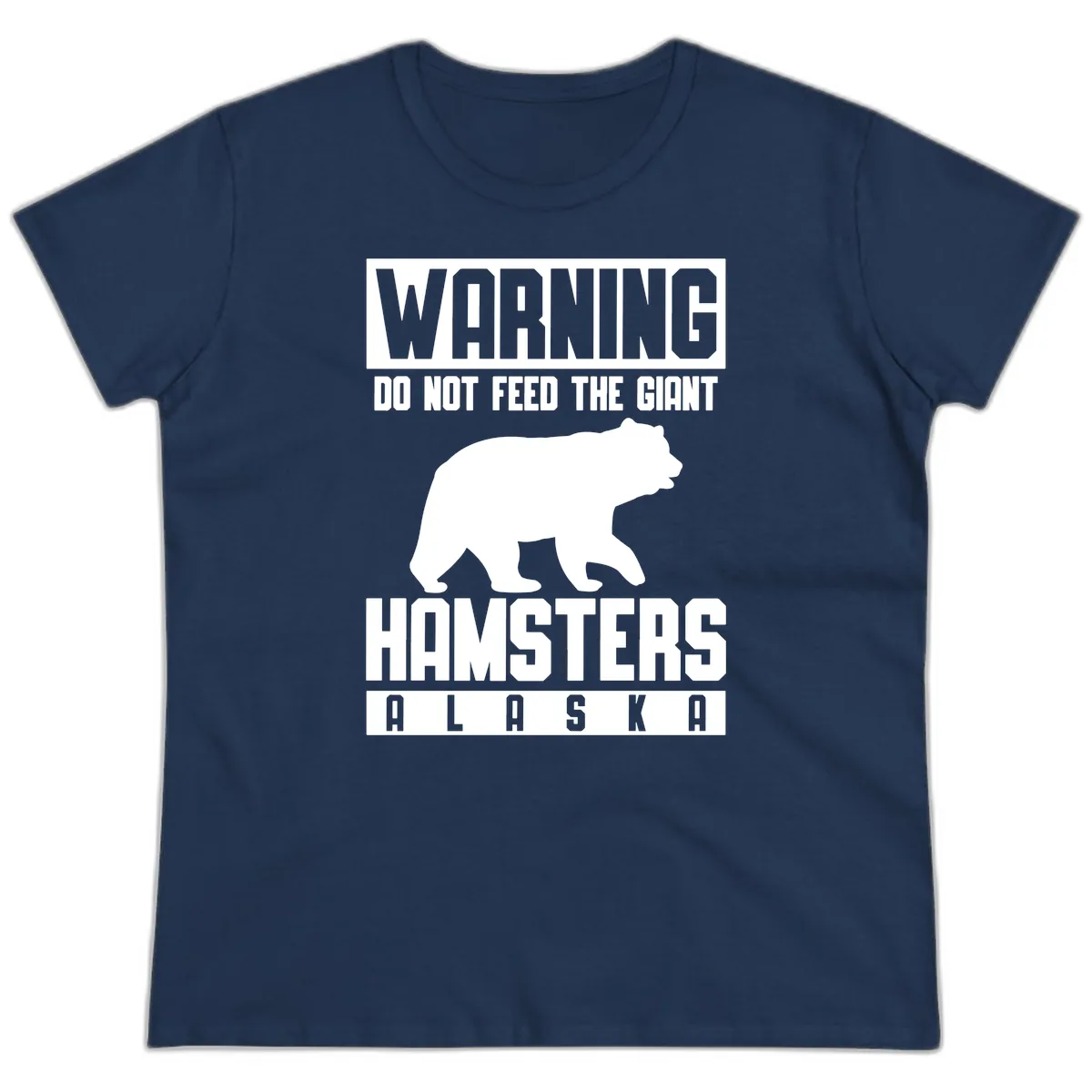 Do Not Feed The Giant Hamsters Alaska Ladies Tee in Navy