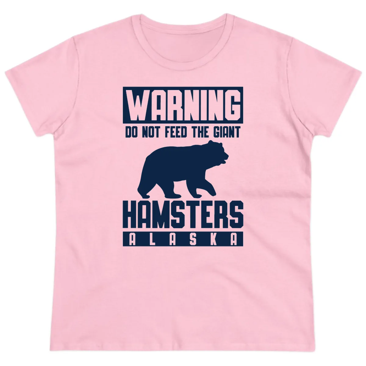 Do Not Feed The Giant Hamsters Alaska Ladies Tee in Light Pink