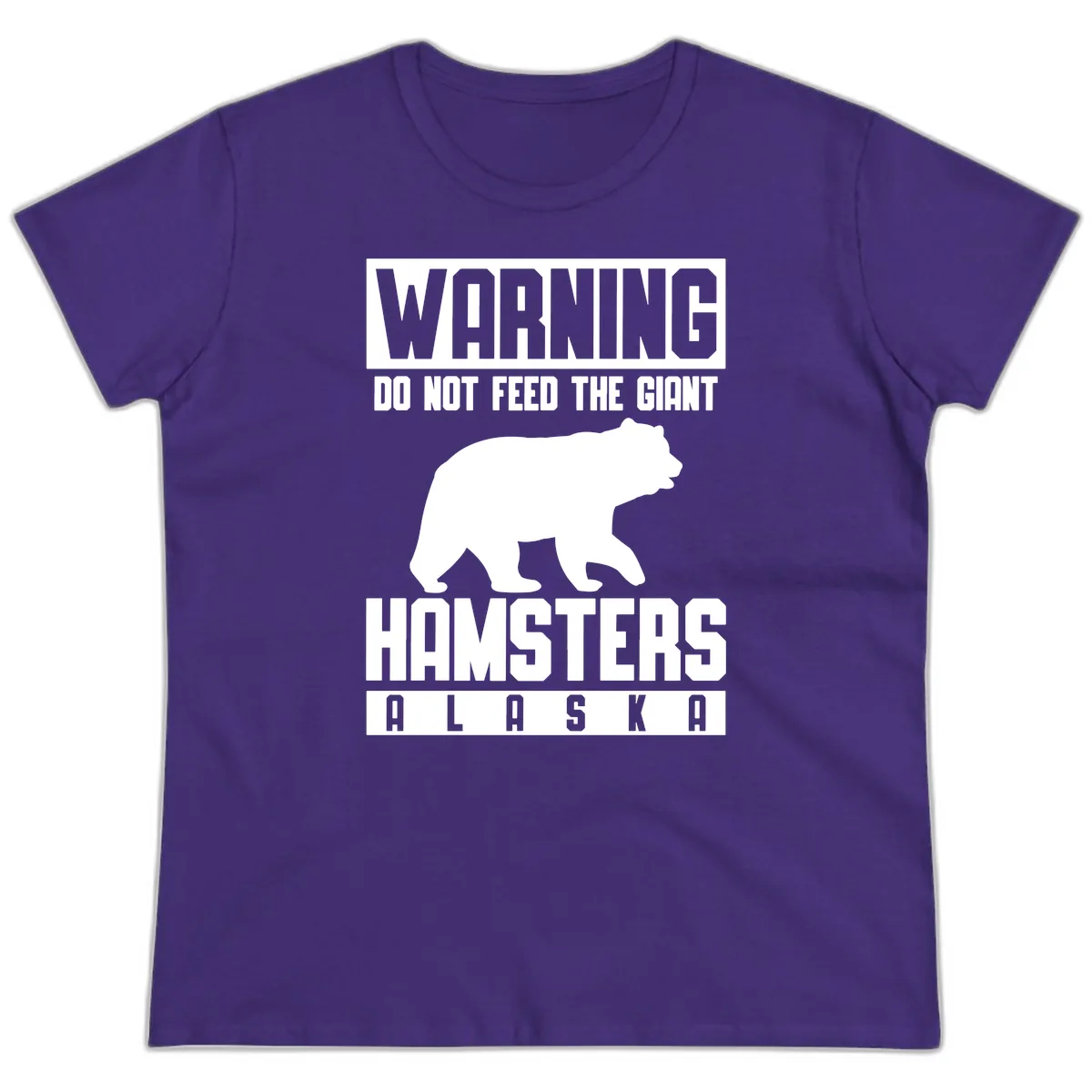 Do Not Feed The Giant Hamsters Alaska Ladies Tee in Purple