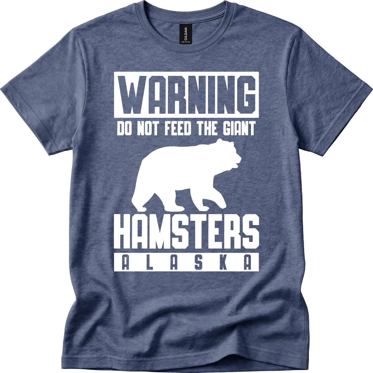 Do Not Feed The Giant Hamsters Alaska T-Shirt in Heather Navy
