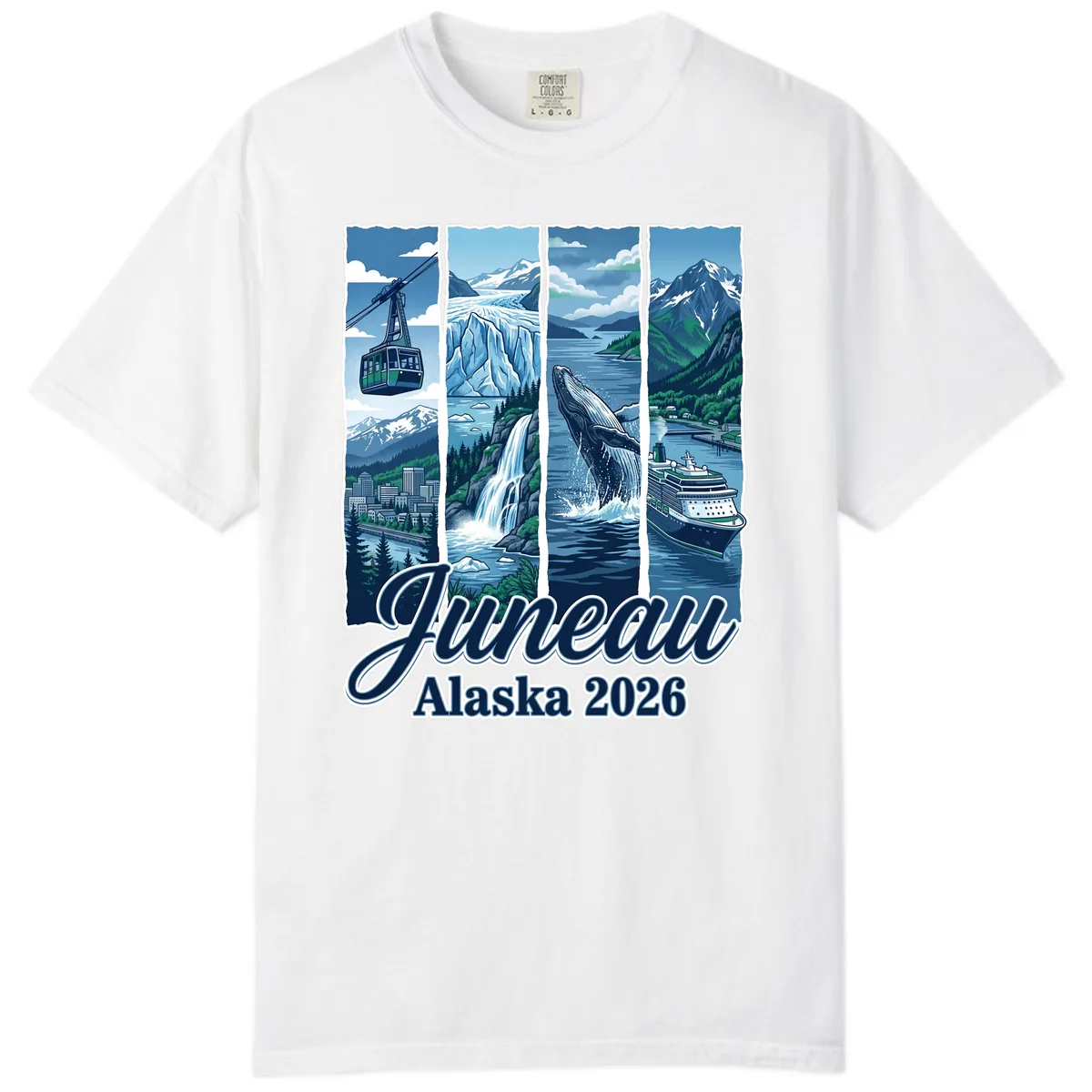 Alaska 2026 Adventure Collage Comfort Color in White
