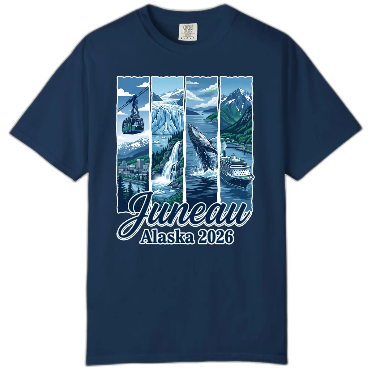 Alaska 2026 Adventure Collage Comfort Color in Navy