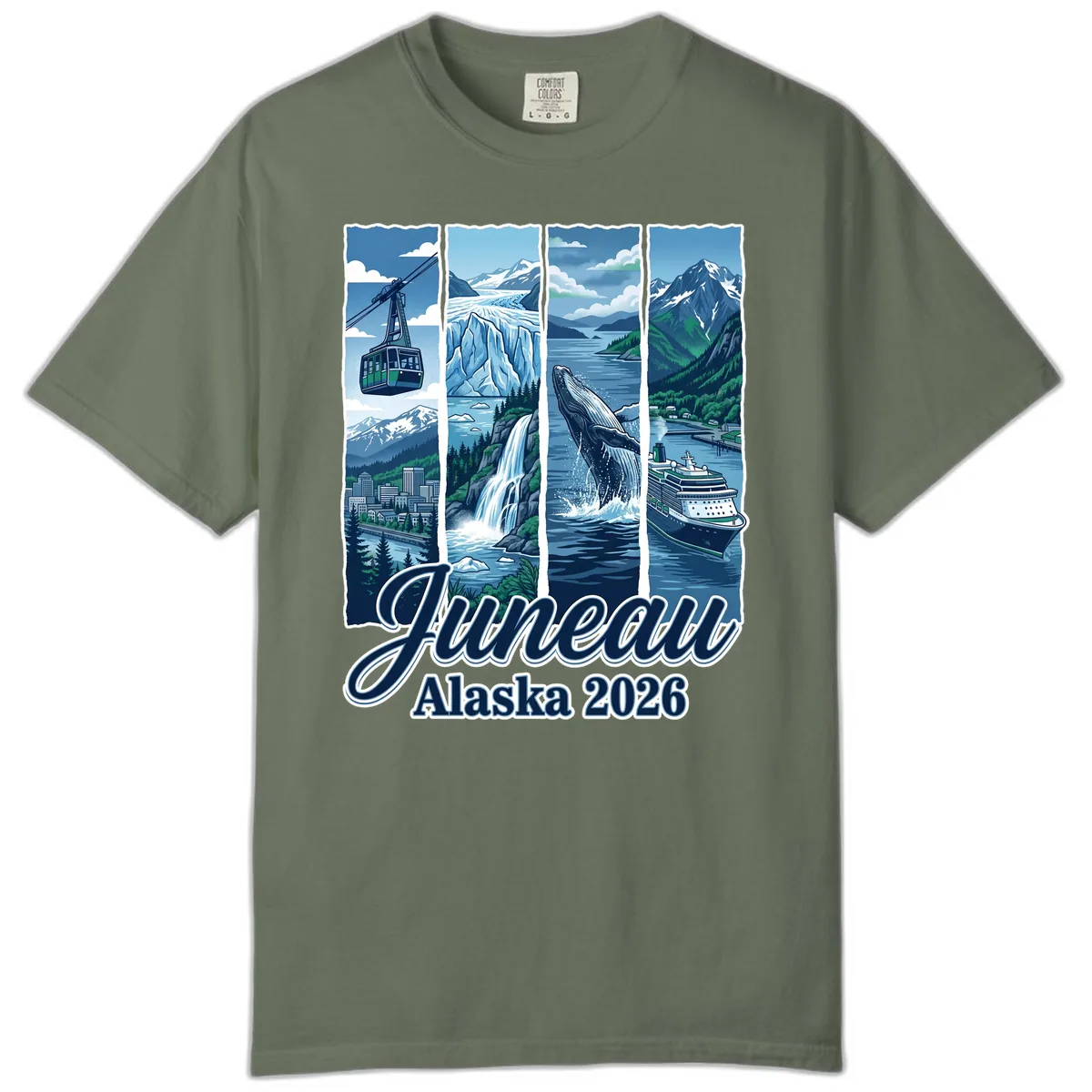 Alaska 2026 Adventure Collage Comfort Color in Moss