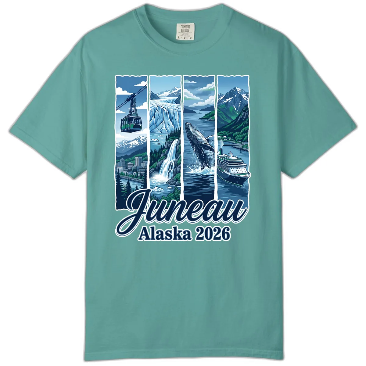 Alaska 2026 Adventure Collage Comfort Color in Seafoam