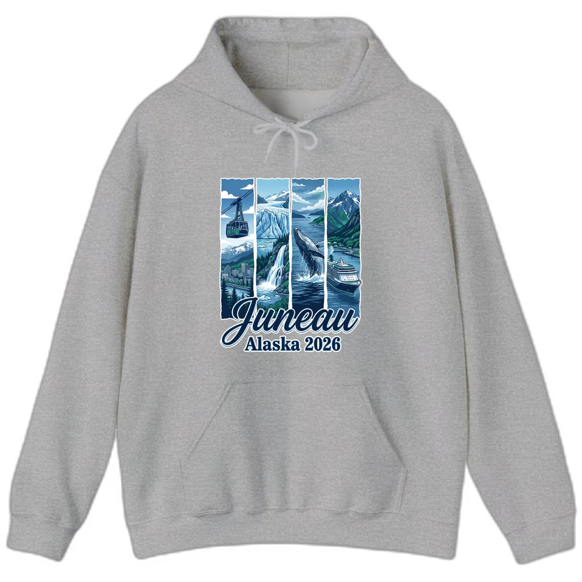 Alaska 2026 Adventure Collage Hoodie in Sport Grey