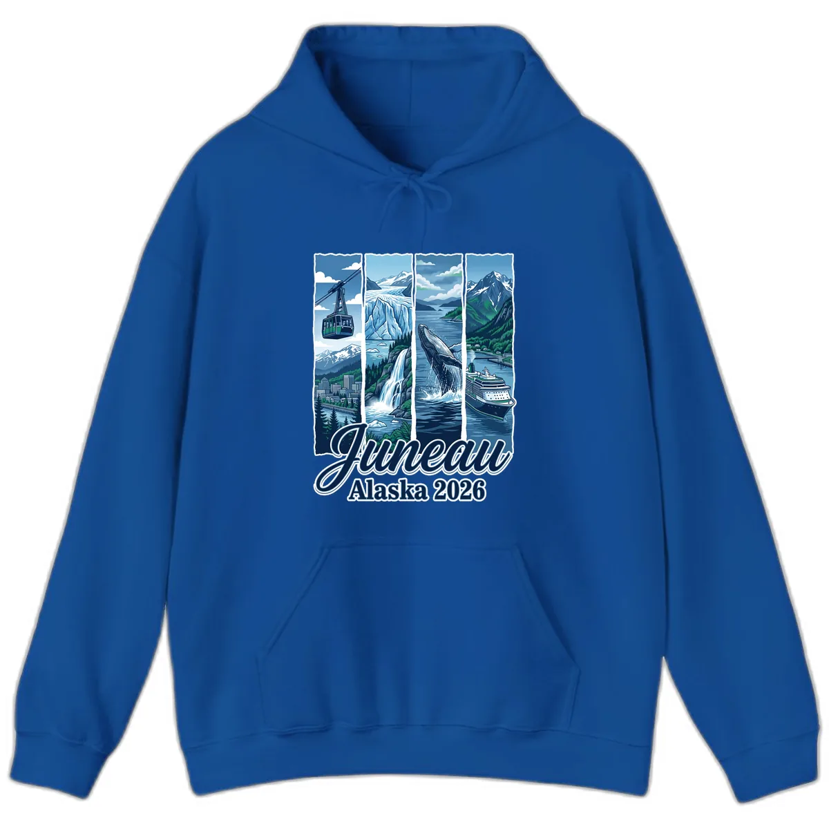 Alaska 2026 Adventure Collage Hoodie in Royal