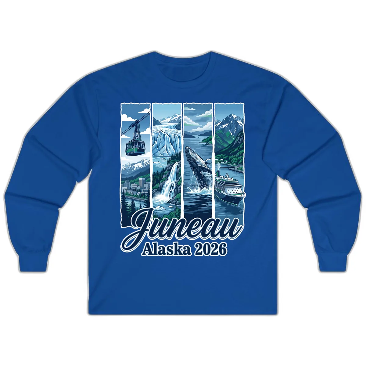 Alaska 2026 Adventure Collage Long Sleeve in Royal