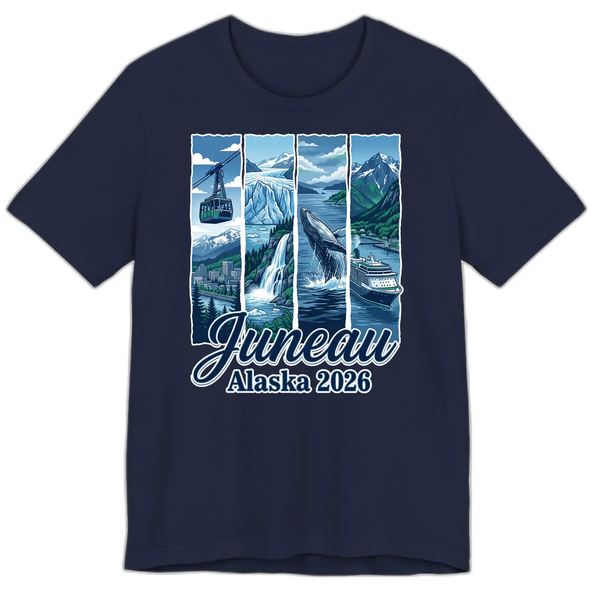 Alaska 2026 Adventure Collage Premium T-Shirt in Navy