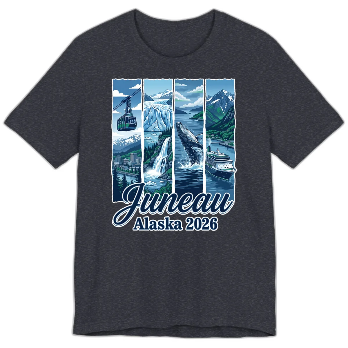 Alaska 2026 Adventure Collage Premium T-Shirt in Heather Navy