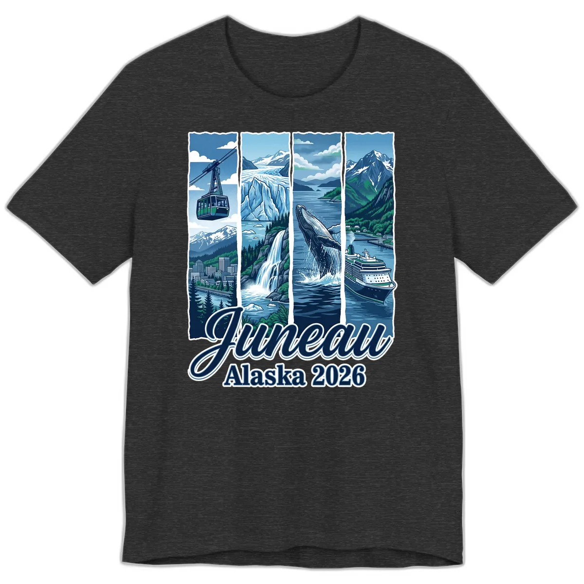 Alaska 2026 Adventure Collage Premium T-Shirt in Dark Grey Heather