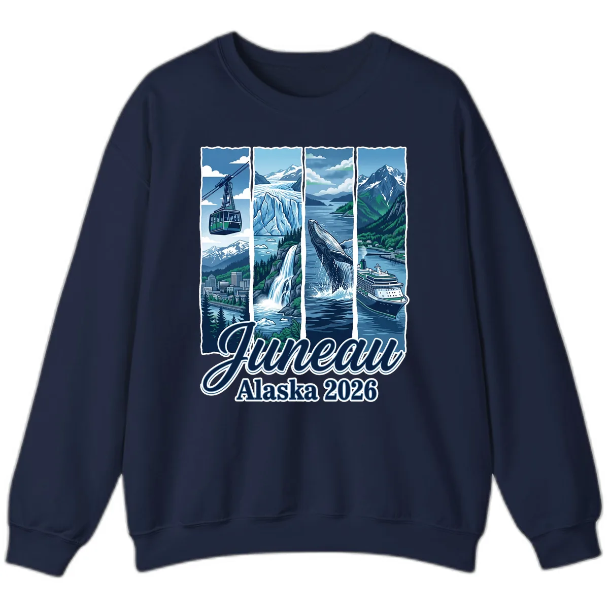 Alaska 2026 Adventure Collage Sweatshirt in Navy