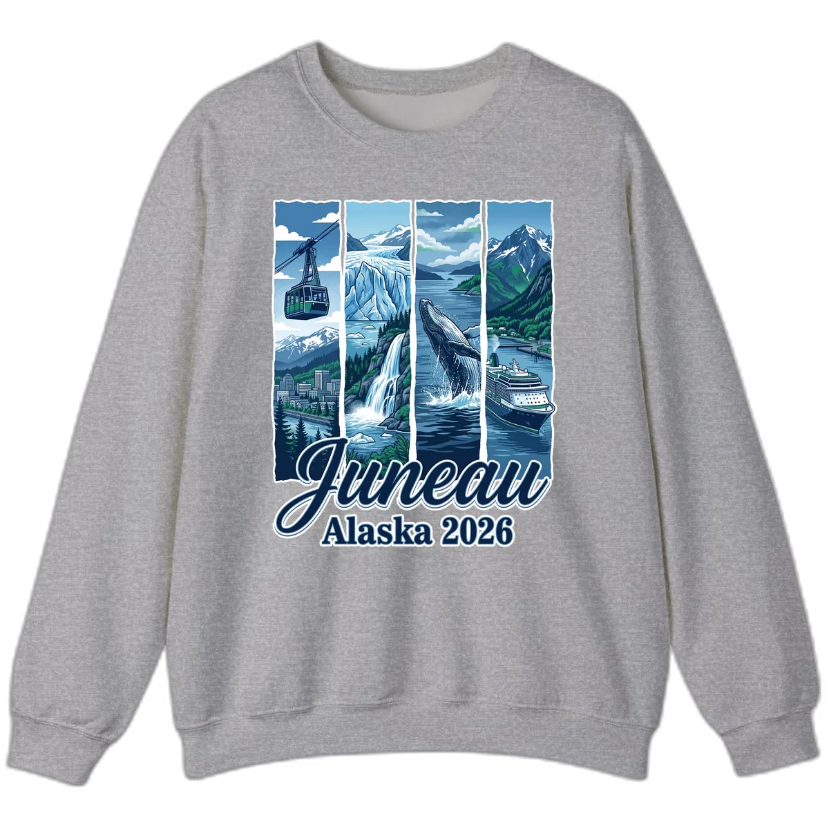 Alaska 2026 Adventure Collage Sweatshirt in Sport Grey