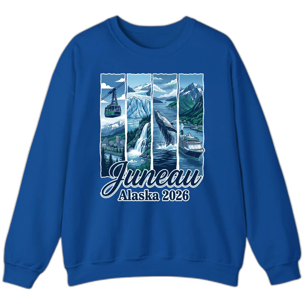 Alaska 2026 Adventure Collage Sweatshirt in Royal