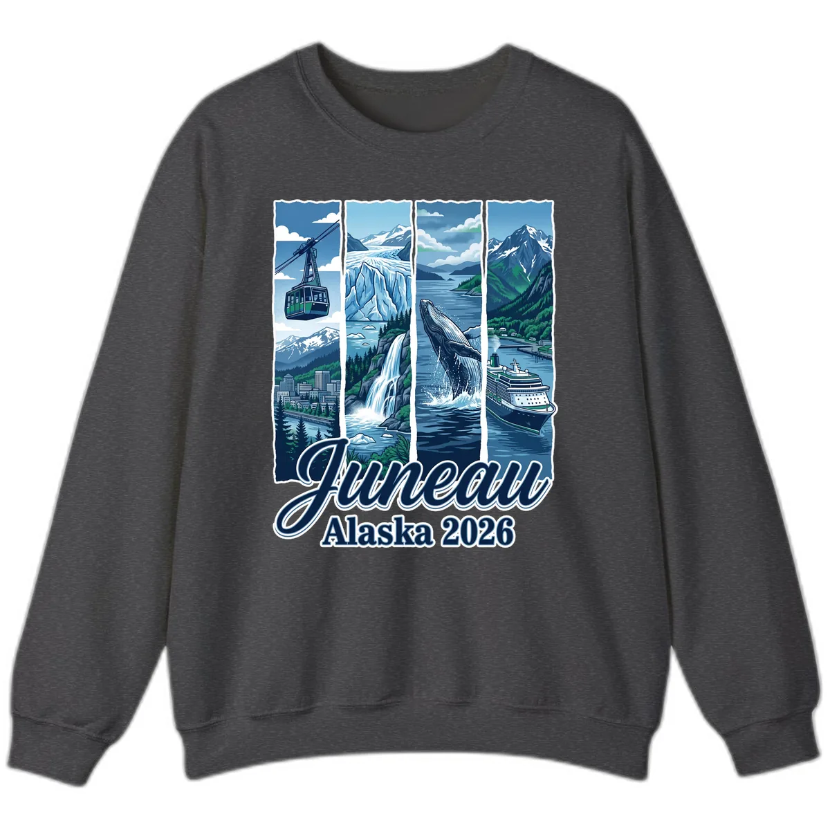 Alaska 2026 Adventure Collage Sweatshirt in Dark Heather