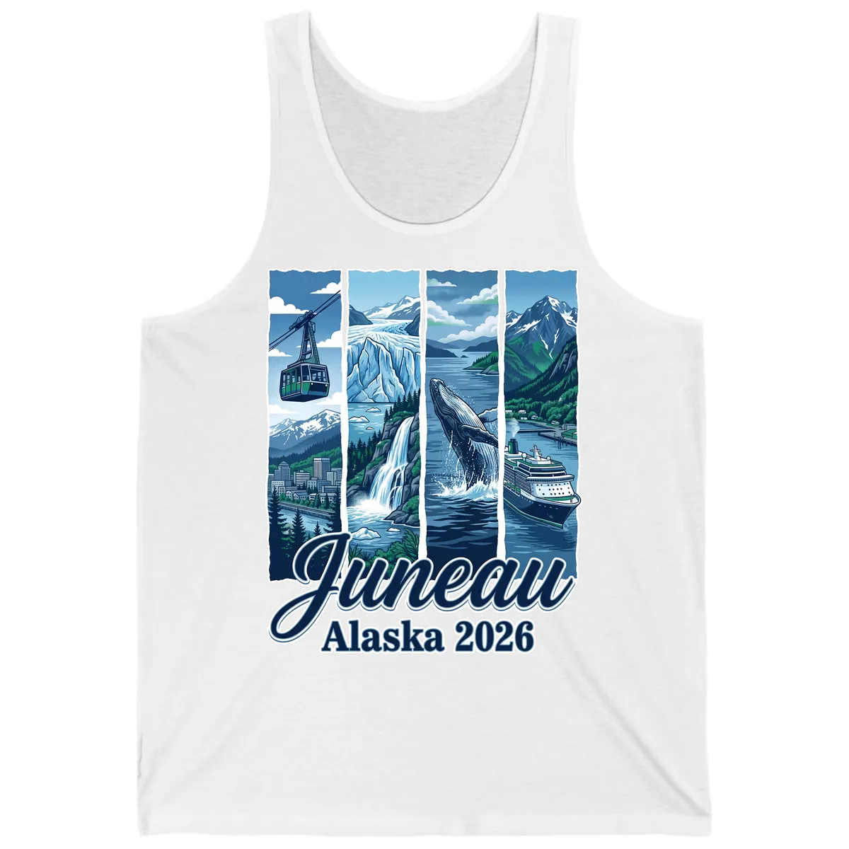 Alaska 2026 Adventure Collage Tank in White