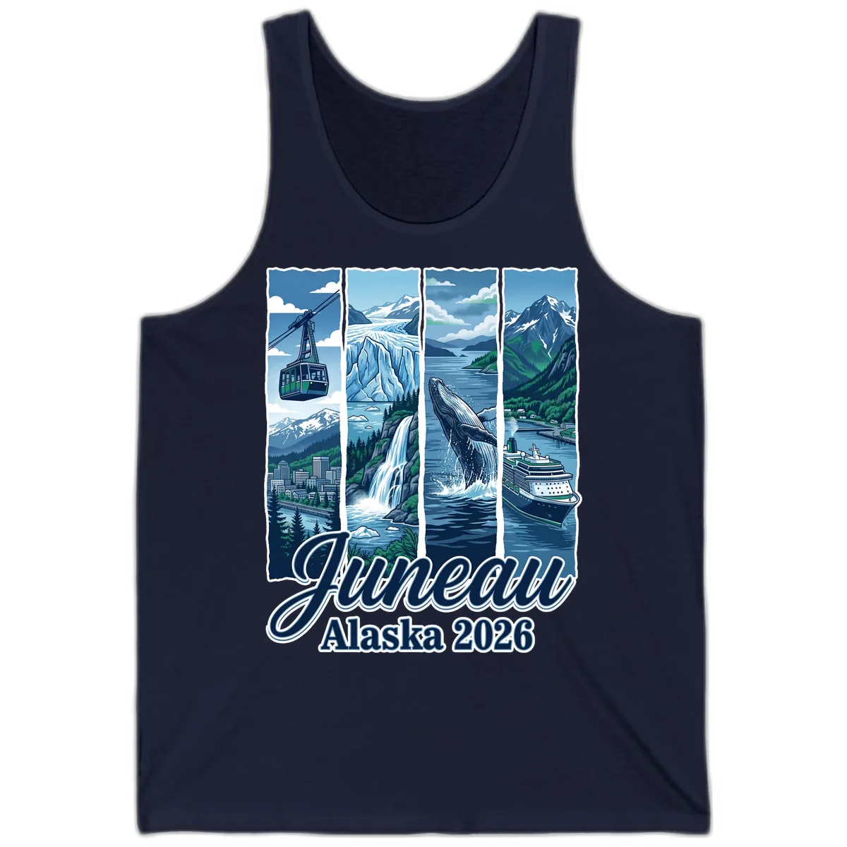 Alaska 2026 Adventure Collage Tank in Navy