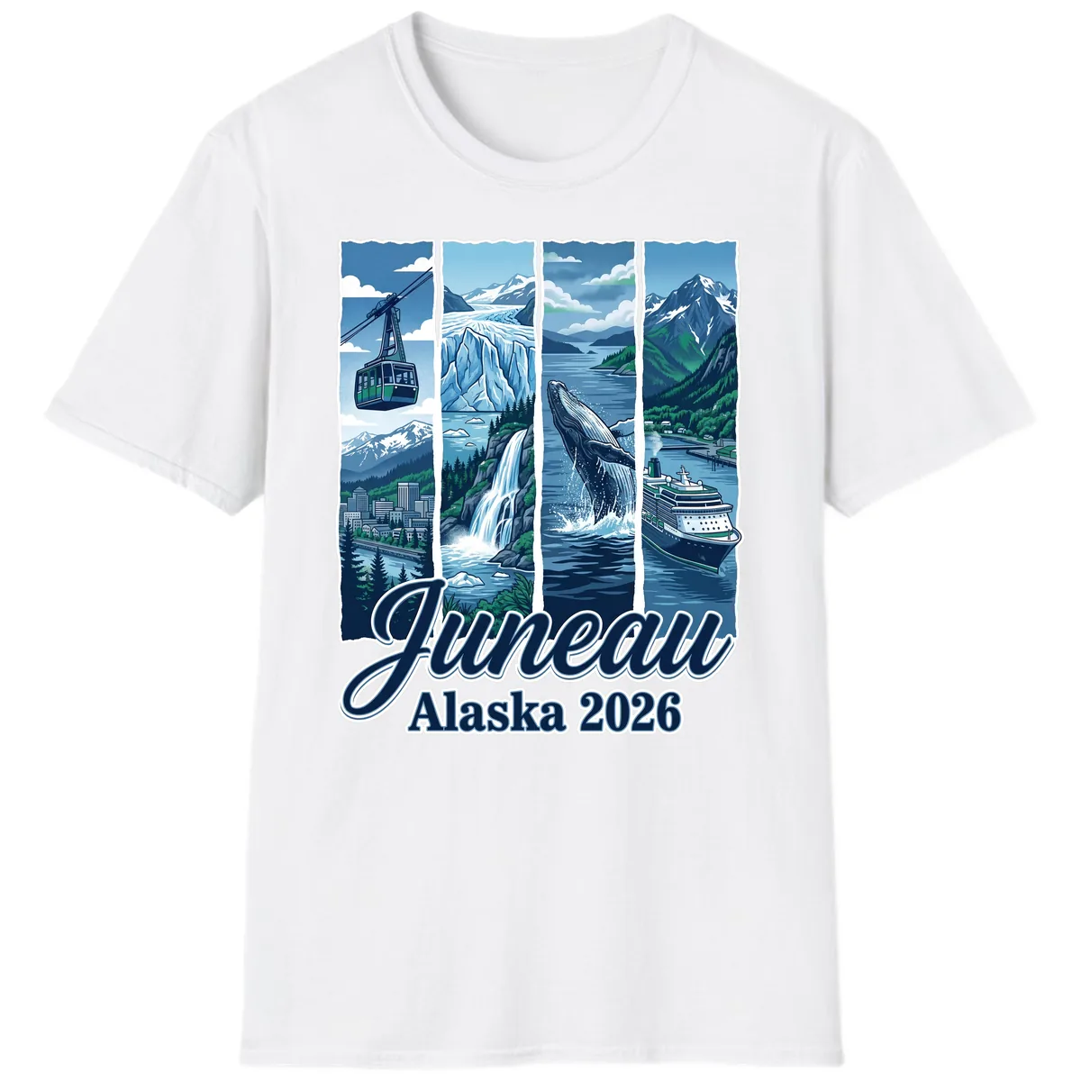 Alaska 2026 Adventure Collage T-Shirt in White