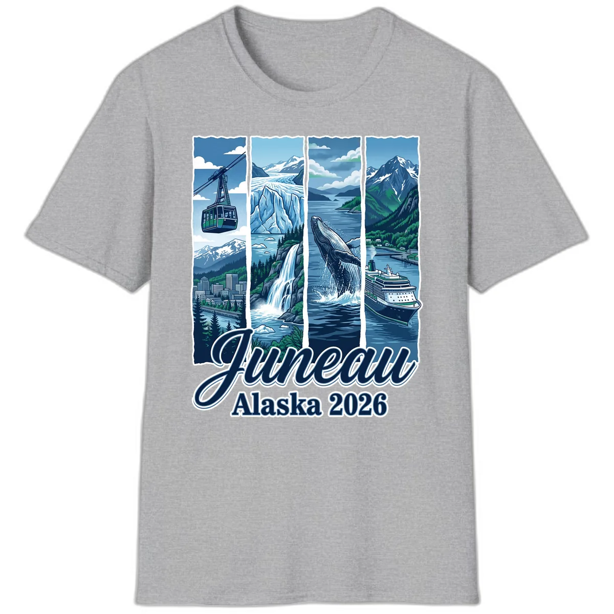 Alaska 2026 Adventure Collage T-Shirt in Sport Grey