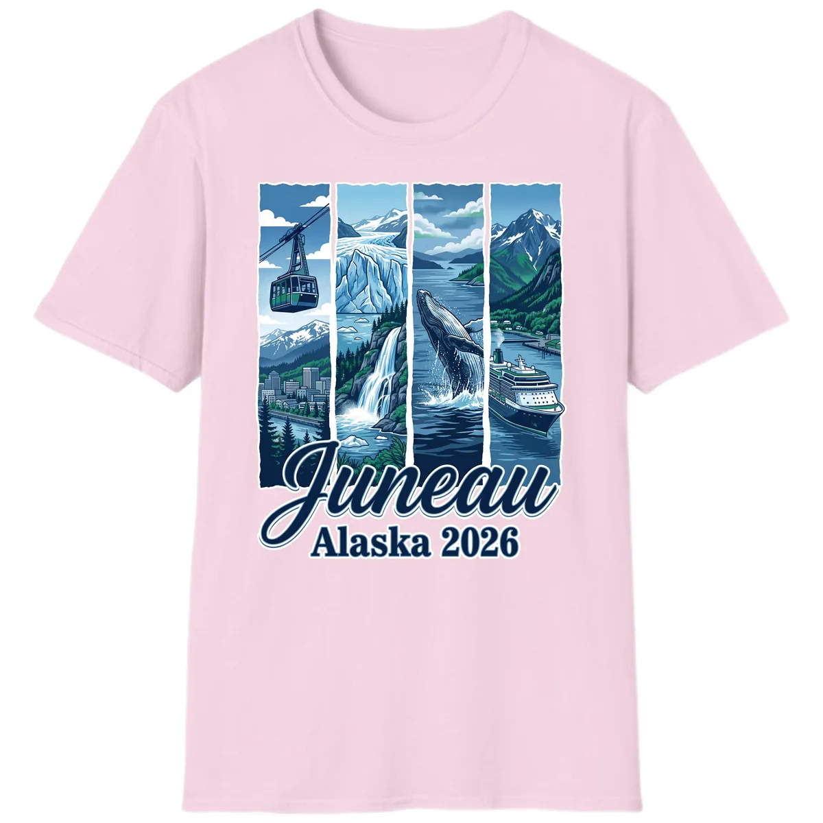Alaska 2026 Adventure Collage T-Shirt in Light Pink