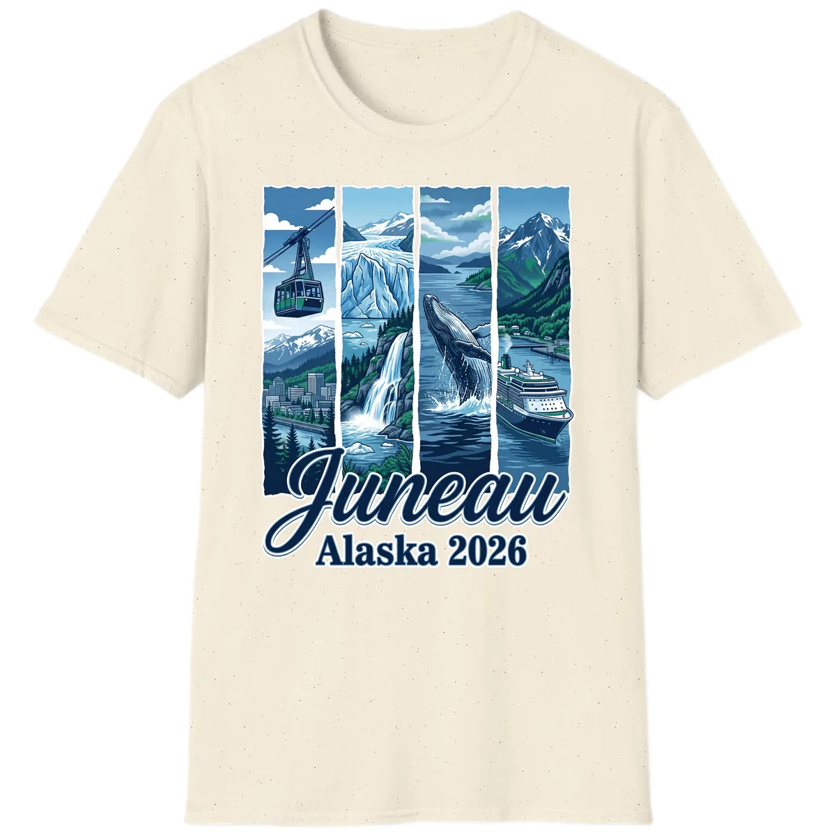 Alaska 2026 Adventure Collage T-Shirt in Natural