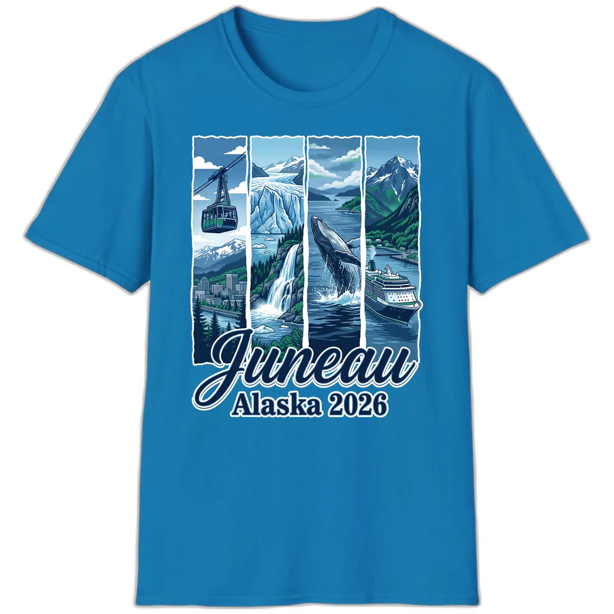 Alaska 2026 Adventure Collage T-Shirt in Sapphire