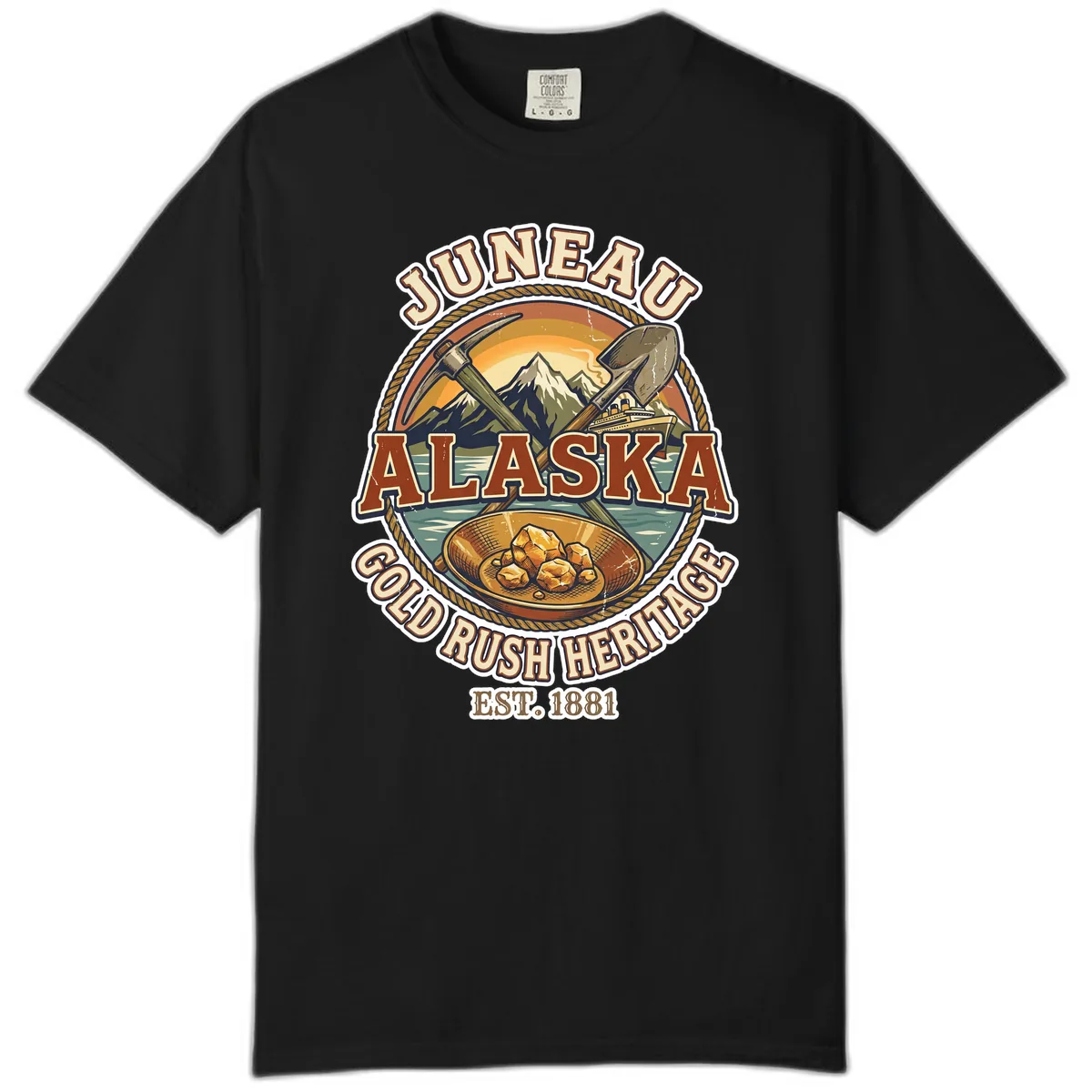Juneau Alaska Gold Rush Heritage Comfort Color in Black