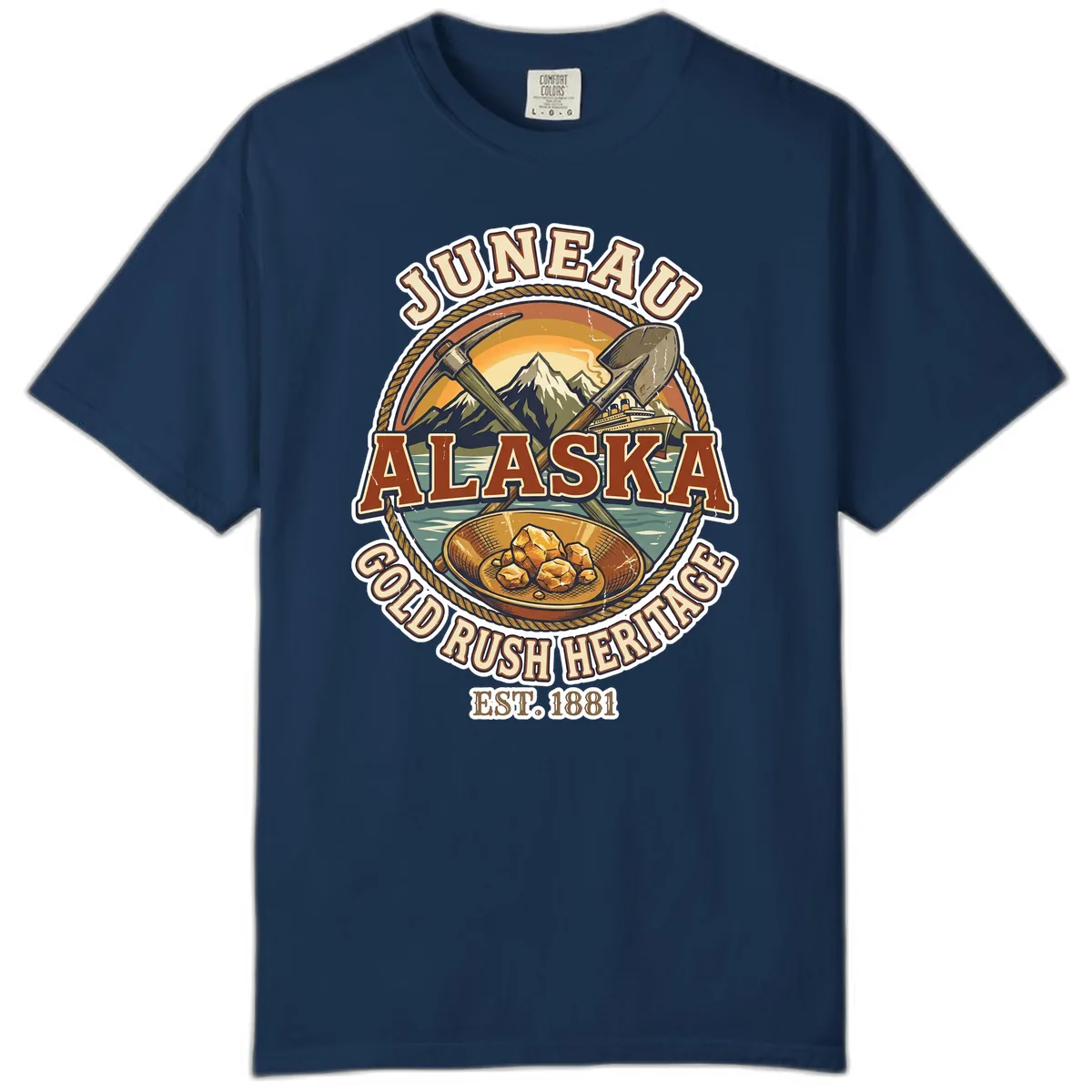 Juneau Alaska Gold Rush Heritage Comfort Color in Navy