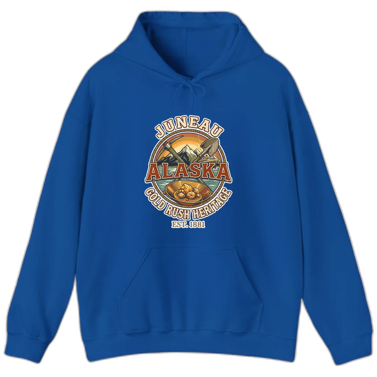 Juneau Alaska Gold Rush Heritage Hoodie in Royal