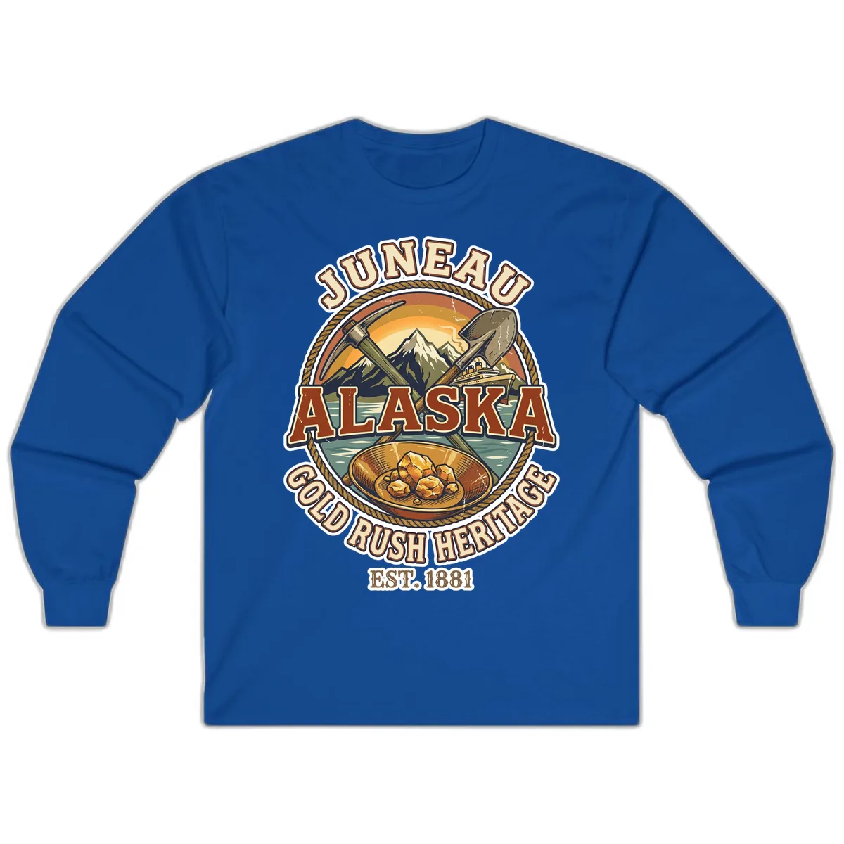 Juneau Alaska Gold Rush Heritage Long Sleeve in Royal