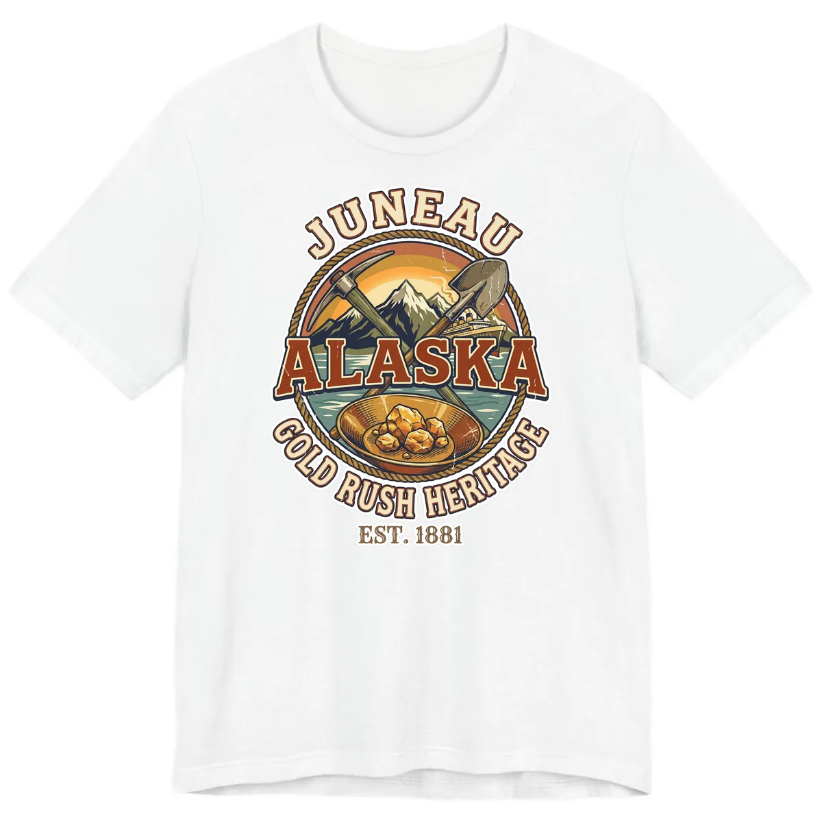 Juneau Alaska Gold Rush Heritage Premium T-Shirt in White