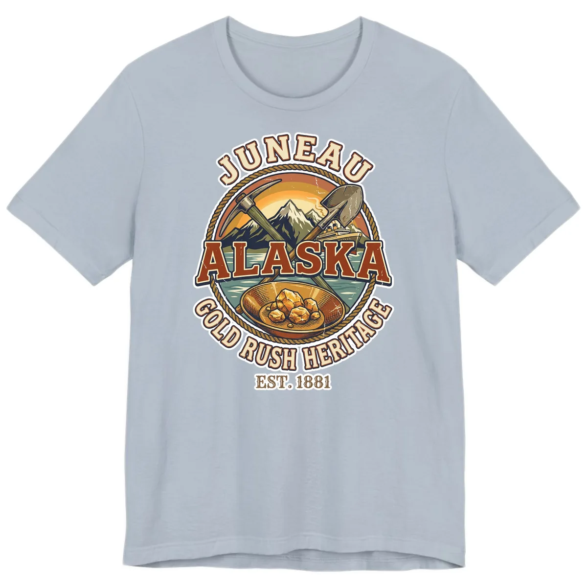 Juneau Alaska Gold Rush Heritage Premium T-Shirt in Light Blue