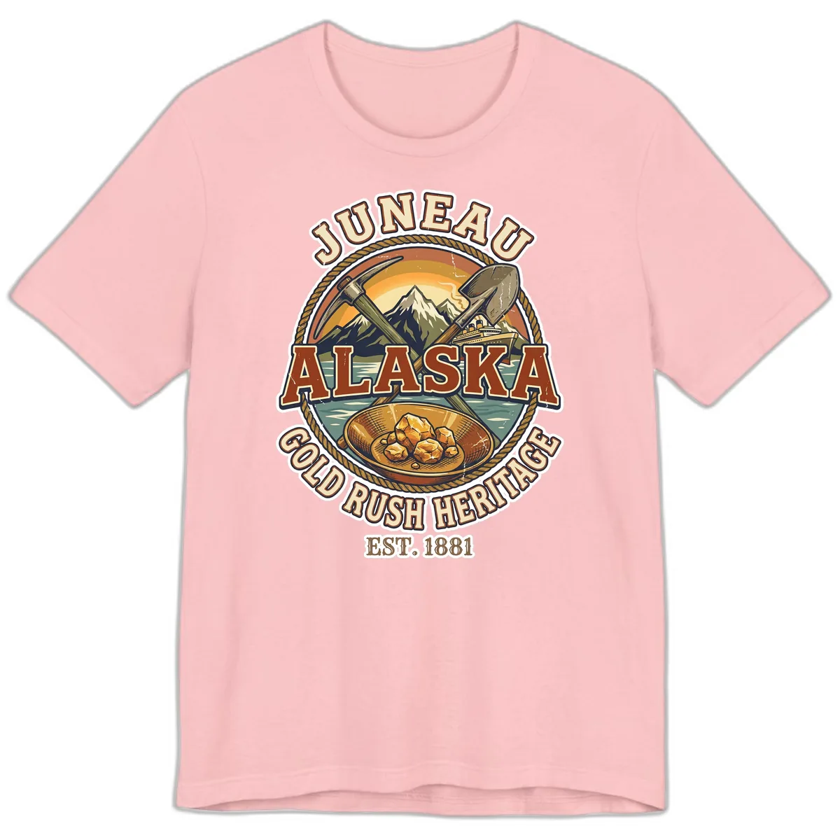 Juneau Alaska Gold Rush Heritage Premium T-Shirt in Pink