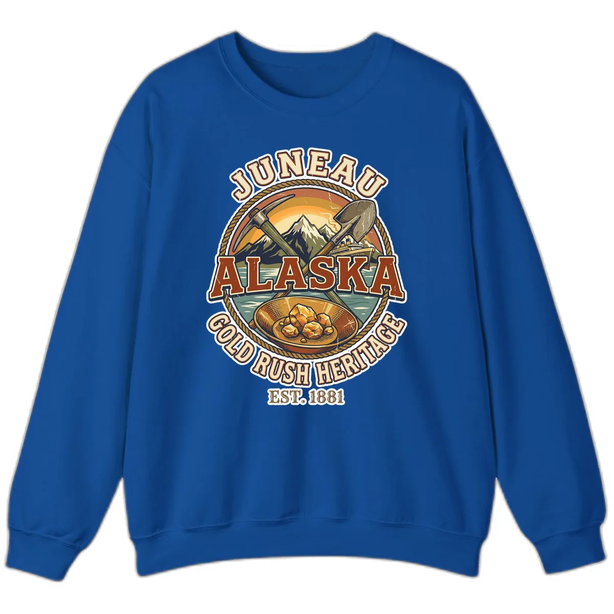 Juneau Alaska Gold Rush Heritage Sweatshirt in Royal