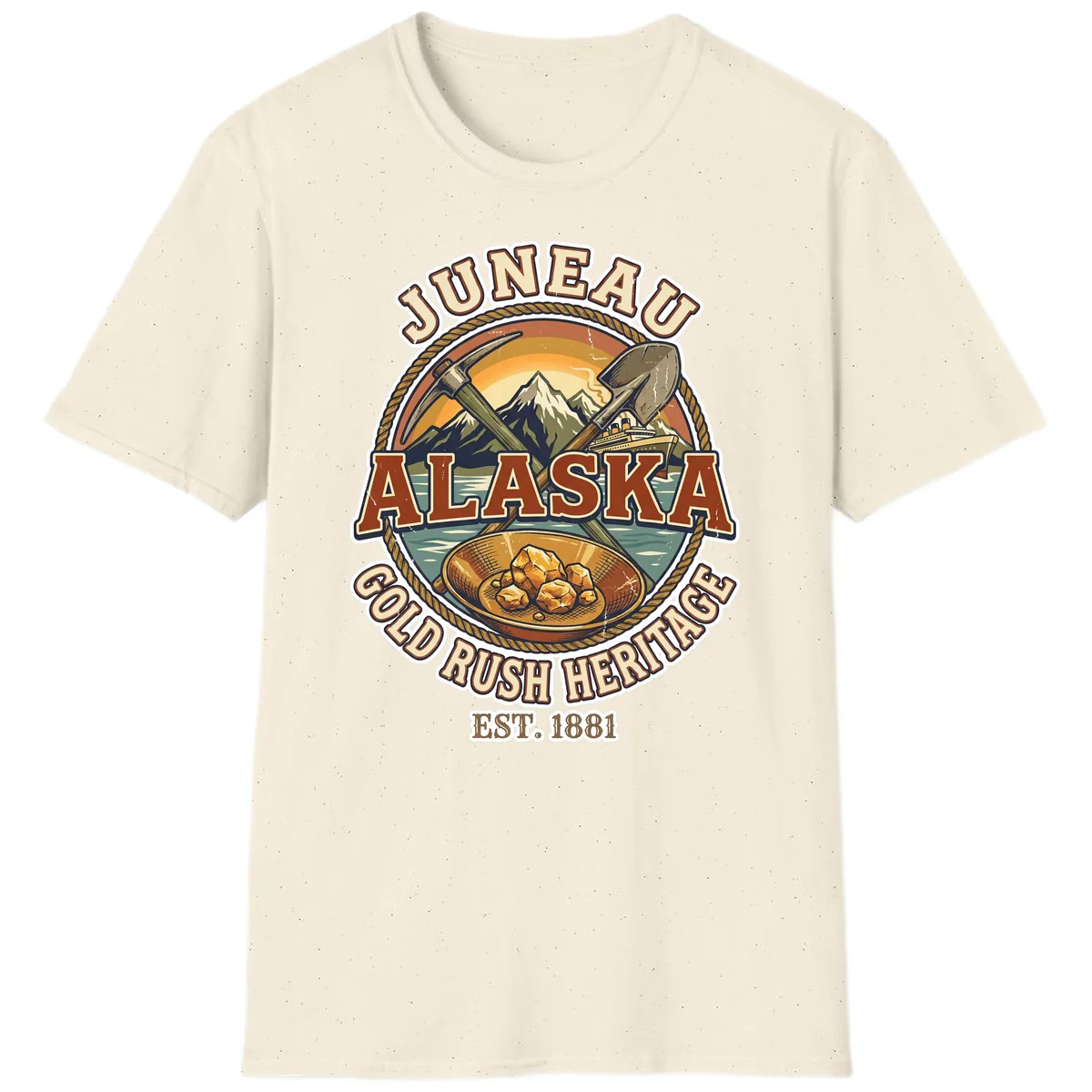 Juneau Alaska Gold Rush Heritage T-Shirt in Natural