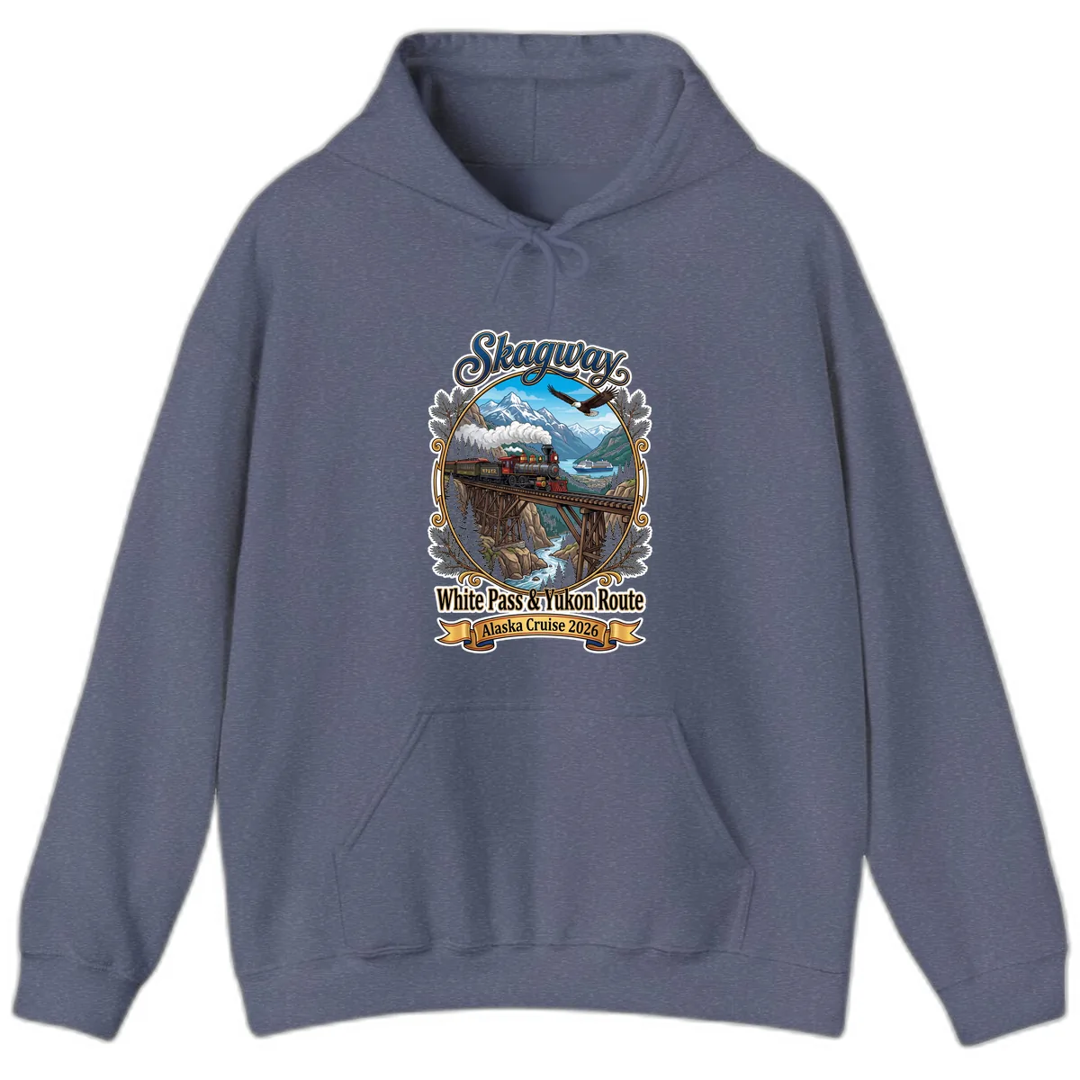 Skagway White Pass & Yukon Route Hoodie in Heather Navy