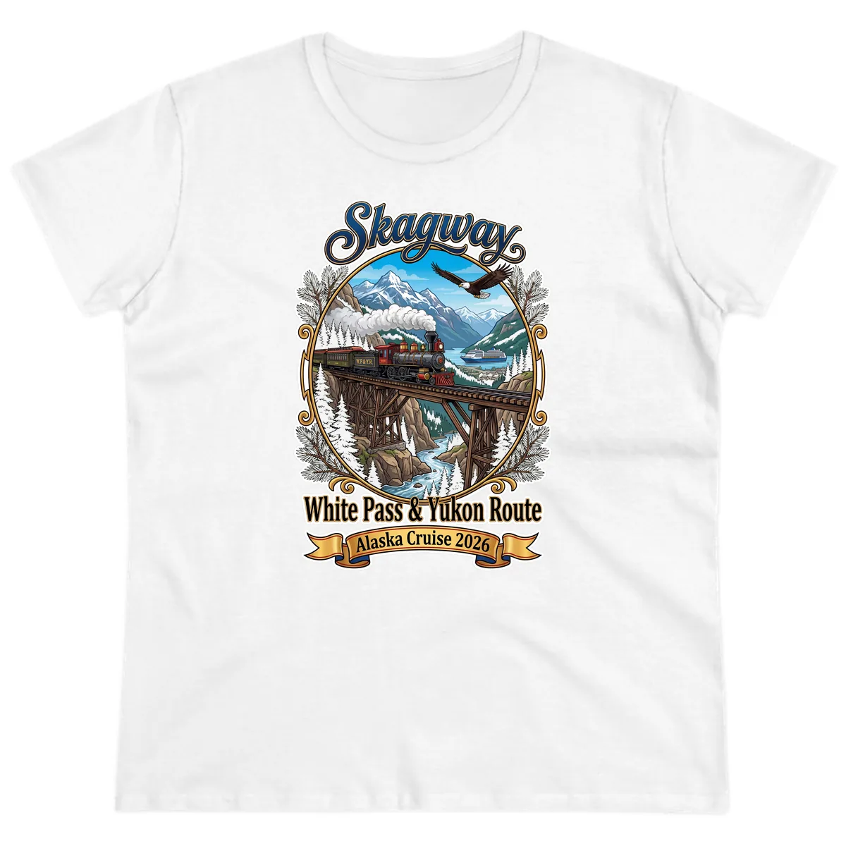 Skagway White Pass & Yukon Route Ladies Tee in White