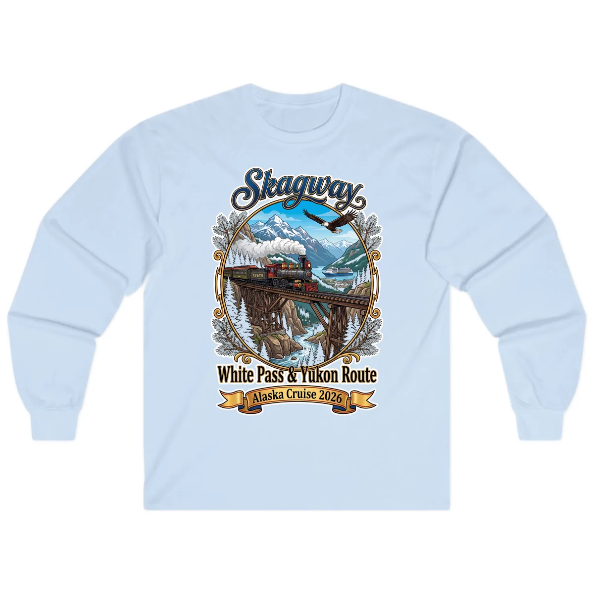 Skagway White Pass & Yukon Route Long Sleeve in Light Blue