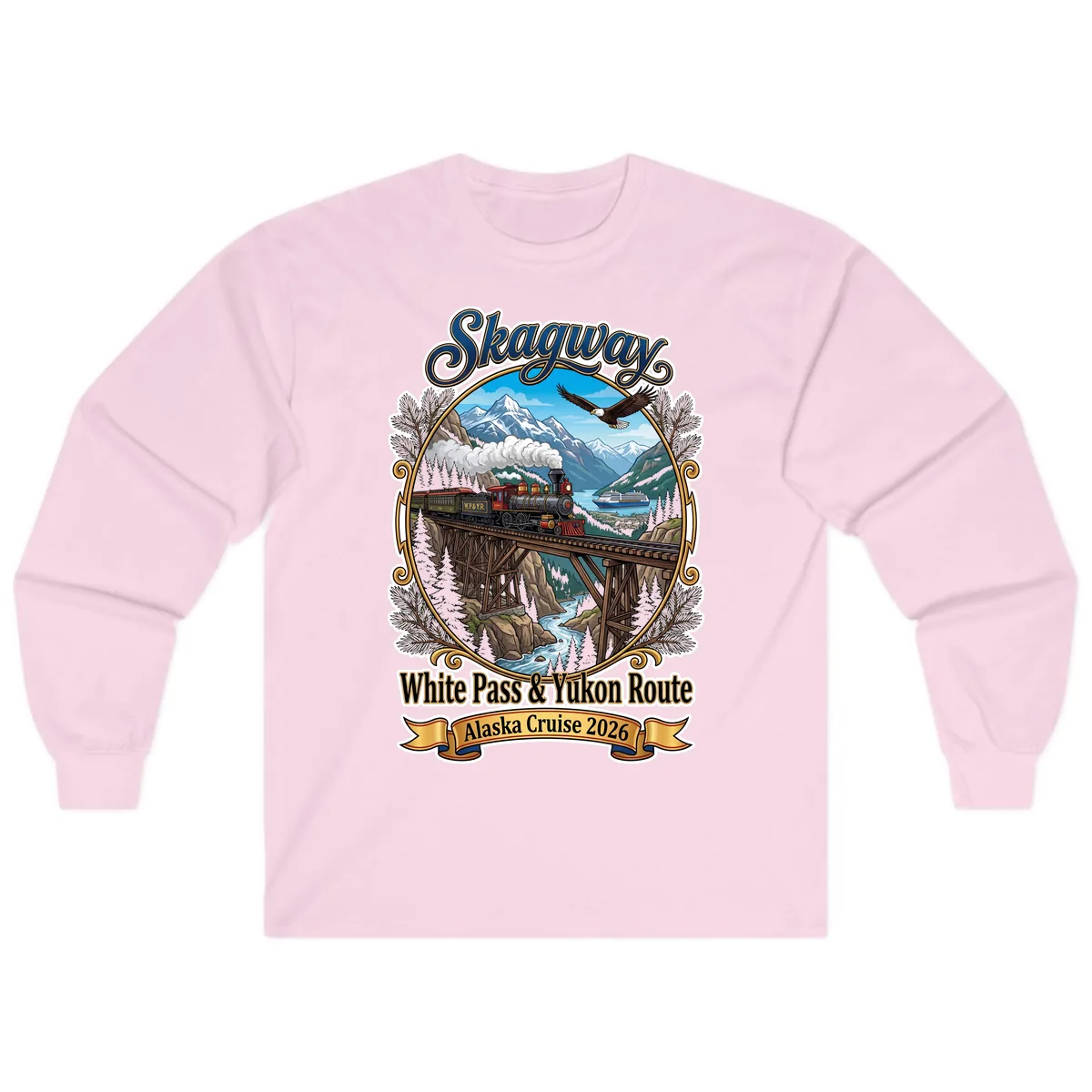 Skagway White Pass & Yukon Route Long Sleeve in Light Pink
