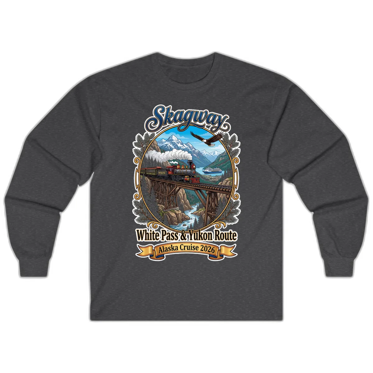 Skagway White Pass & Yukon Route Long Sleeve in Dark Heather