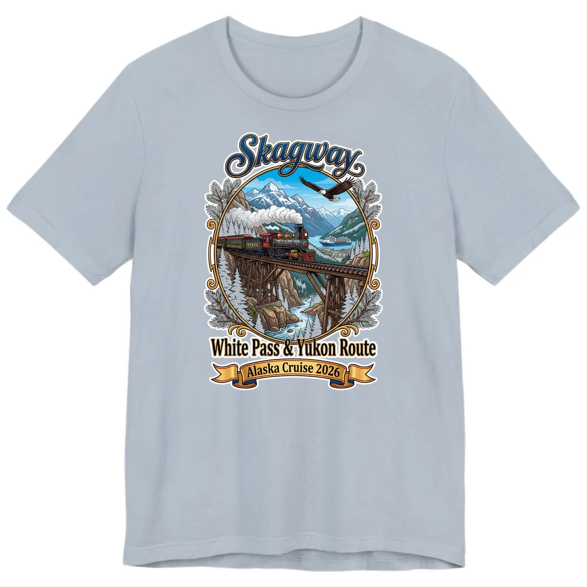 Skagway White Pass & Yukon Route Premium T-Shirt in Light Blue