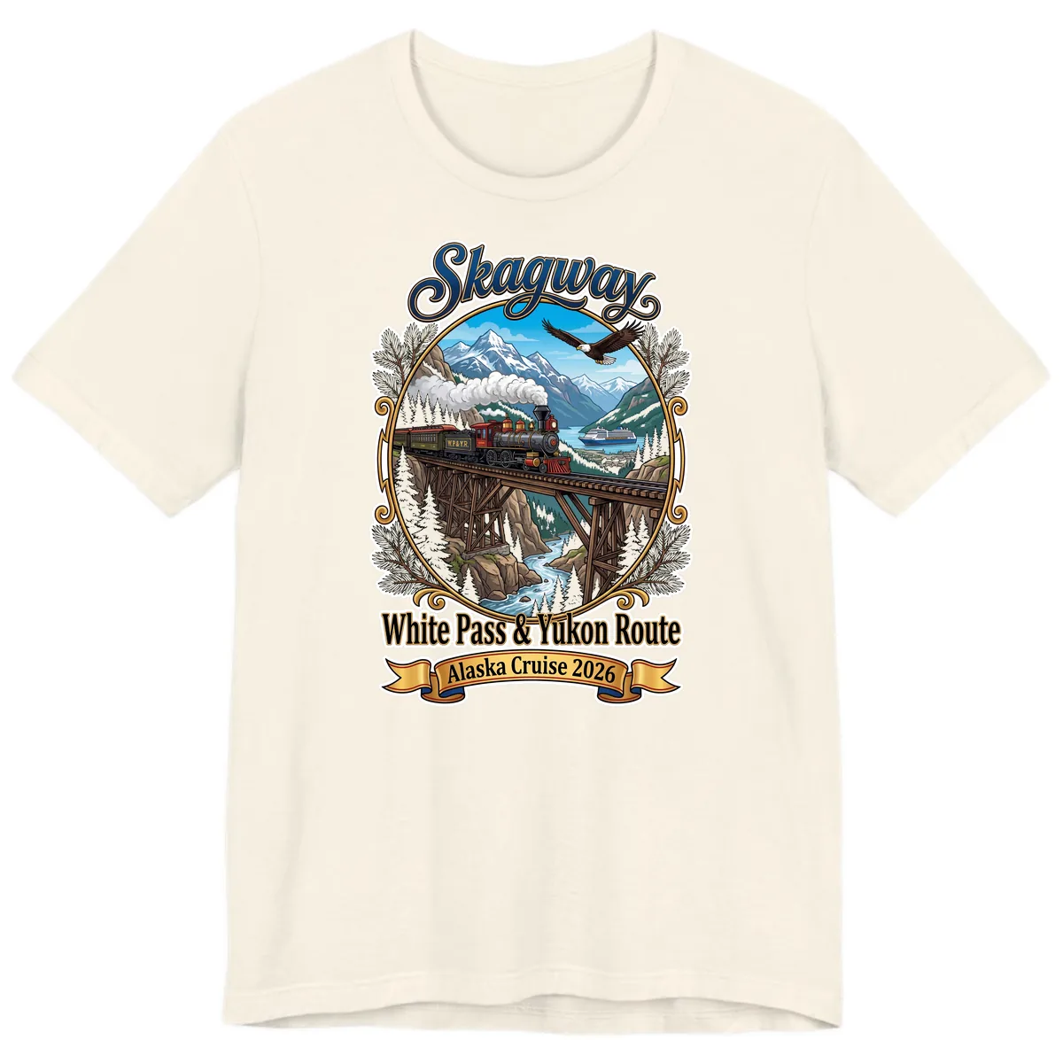 Skagway White Pass & Yukon Route Premium T-Shirt in Natural