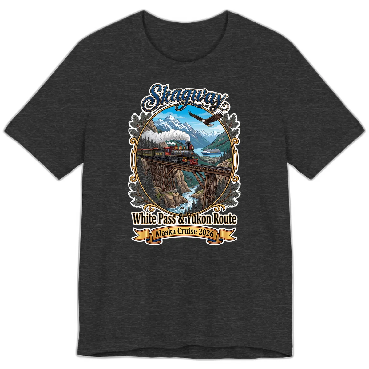 Skagway White Pass & Yukon Route Premium T-Shirt in Dark Grey Heather