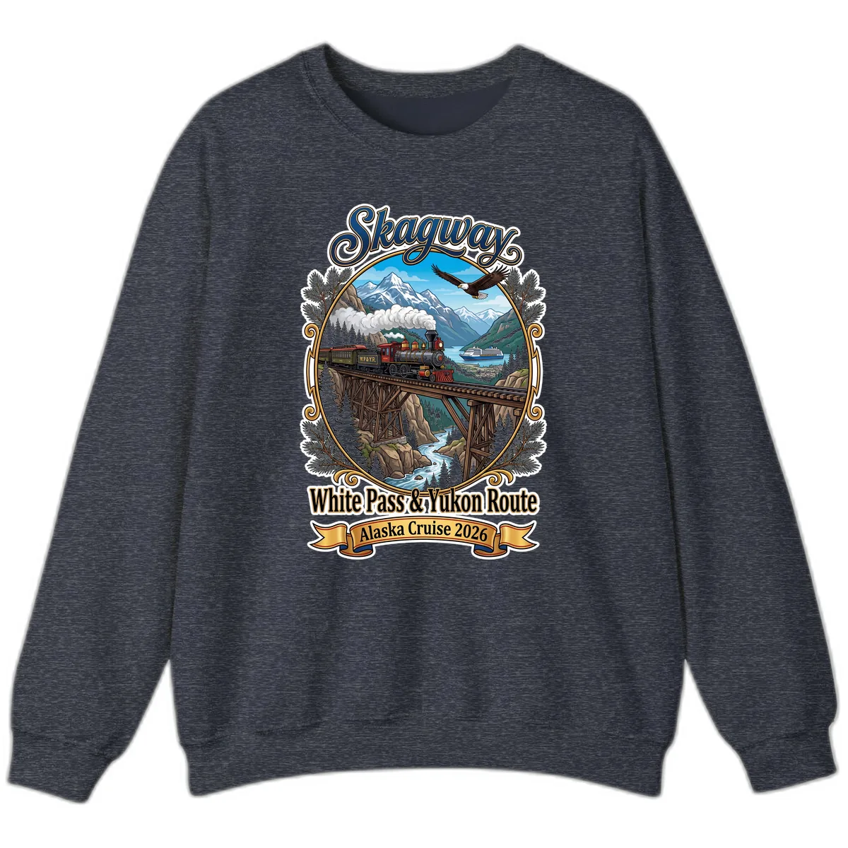 Skagway White Pass & Yukon Route Sweatshirt in Heather Sport Dark Navy