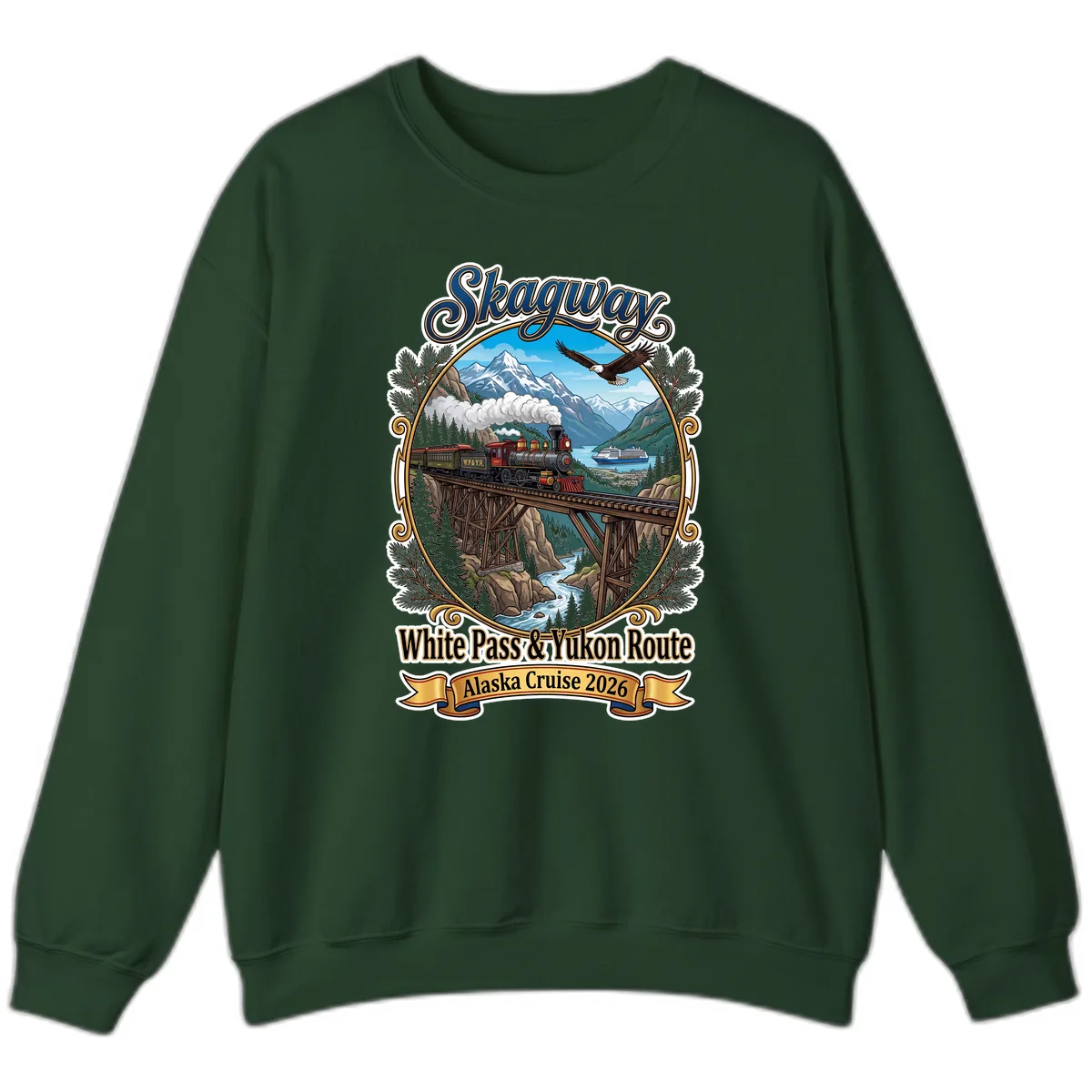 Skagway White Pass & Yukon Route Sweatshirt in Forest Green