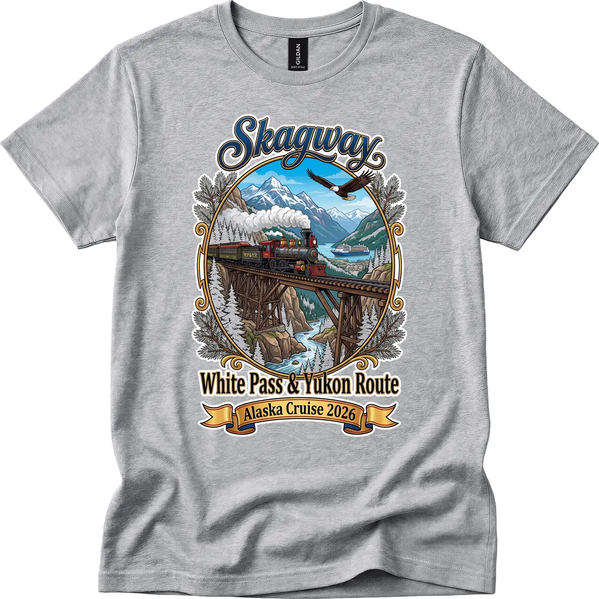 Skagway White Pass & Yukon Route T-Shirt in Sport Grey