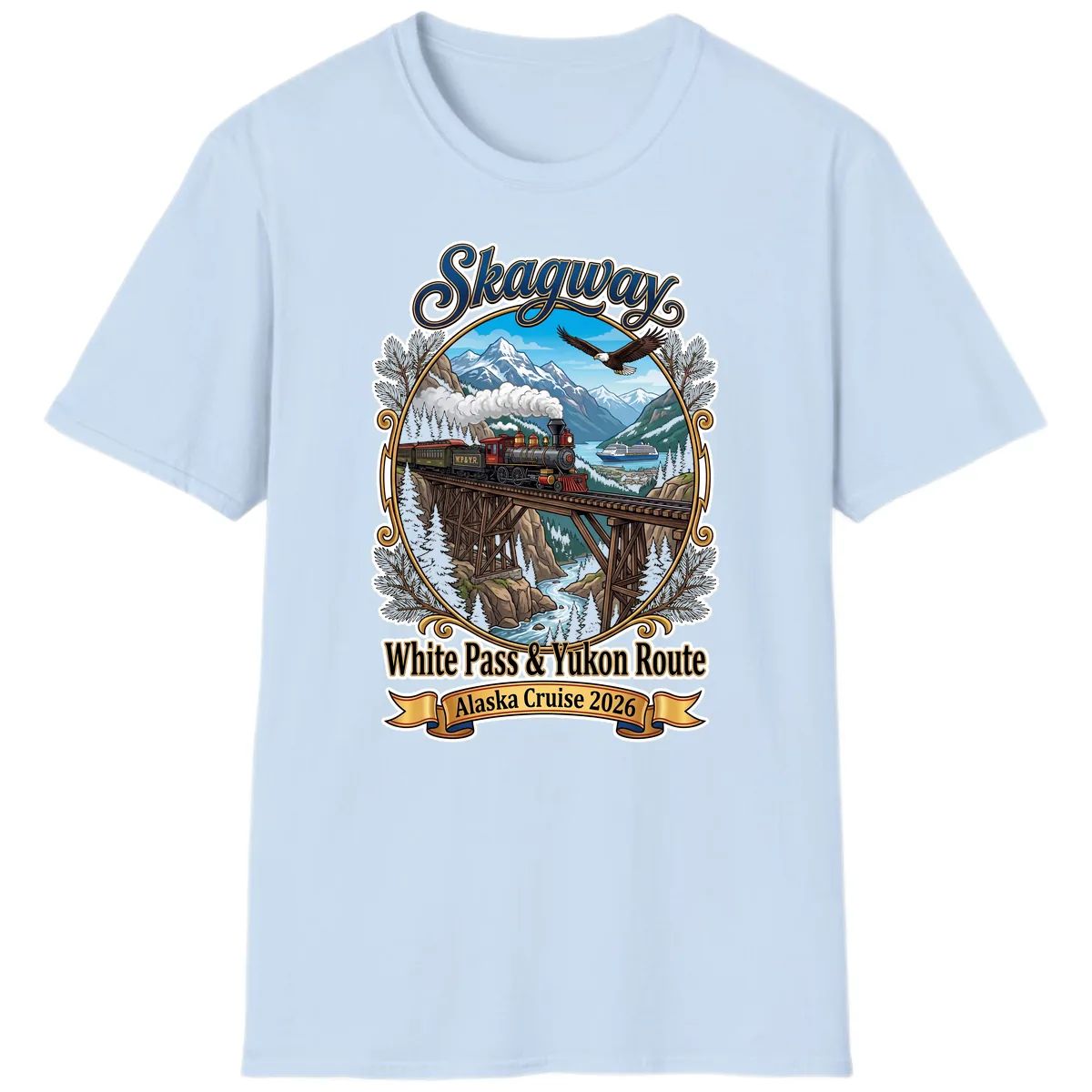 Skagway White Pass & Yukon Route T-Shirt in Light Blue