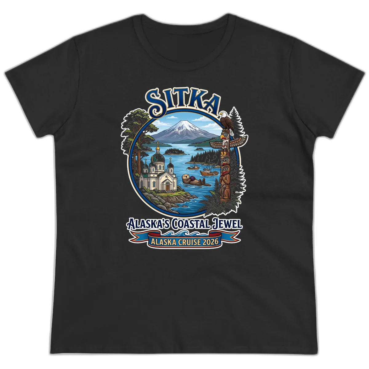 Sitka Alaska's Coastal Jewel Ladies Tee in Black