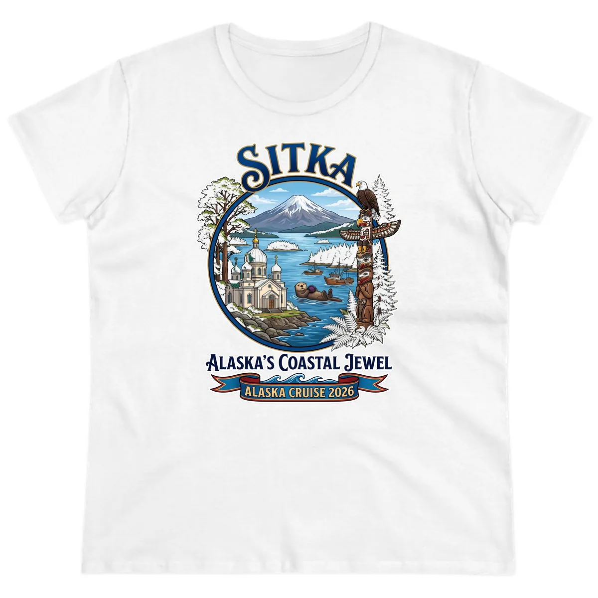 Sitka Alaska's Coastal Jewel Ladies Tee in White